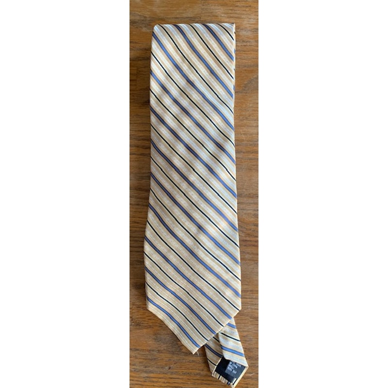 Joseph  Feiss Gold  Blue Stripe Silk Necktie